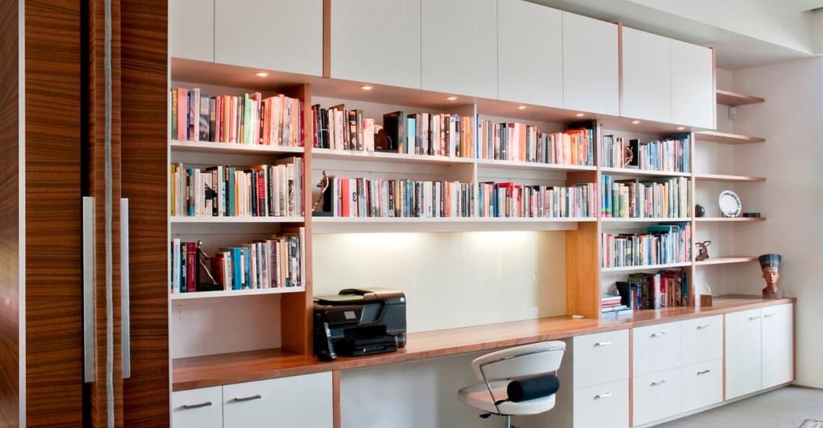 bespoke viynl gloss white handleless study maidstone